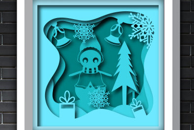 Σετ των 2 Intra απο ξύλο plywood 3mm-4mm πάχος Χριστουγεννιάτικο χάρτινο 3d Shadow Box Δίασταση 25x25 cm INTRAFABR-80516297