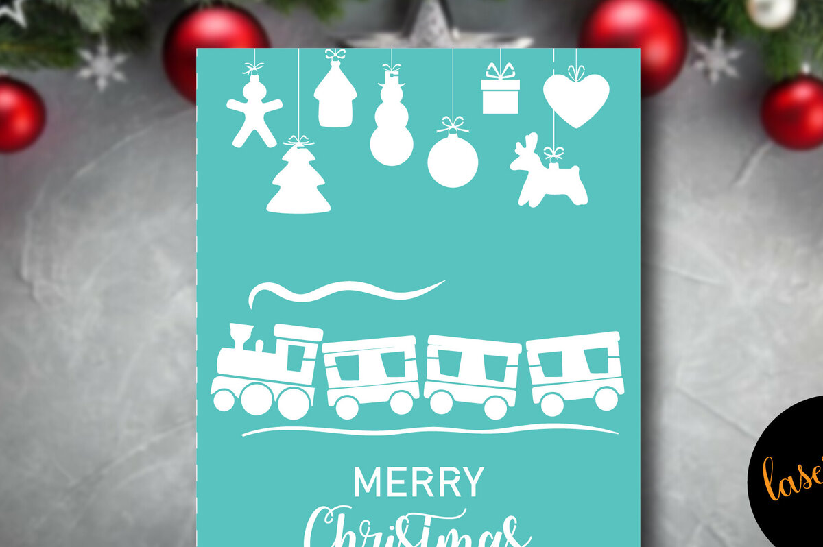 Σετ των 2 Intra απο ξύλο plywood 3mm-4mm πάχος Χριστουγεννιάτικη Χαρτοκοπτική κάρτα Δίασταση 15x15 cm INTRAFABR-85573080