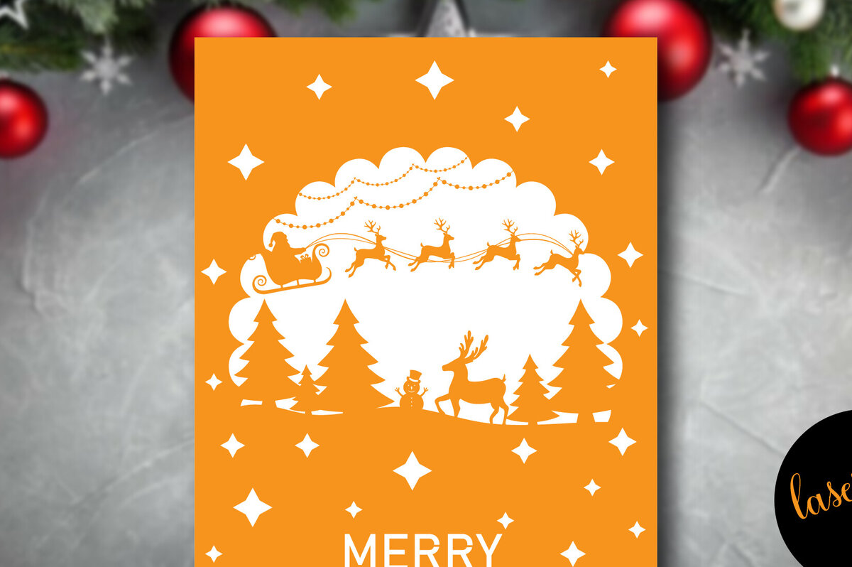 Σετ των 2 Intra απο ξύλο plywood 3mm-4mm πάχος Χριστουγεννιάτικη Χαρτοκοπτική κάρτα Δίασταση 15x15 cm INTRAFABR-85571429