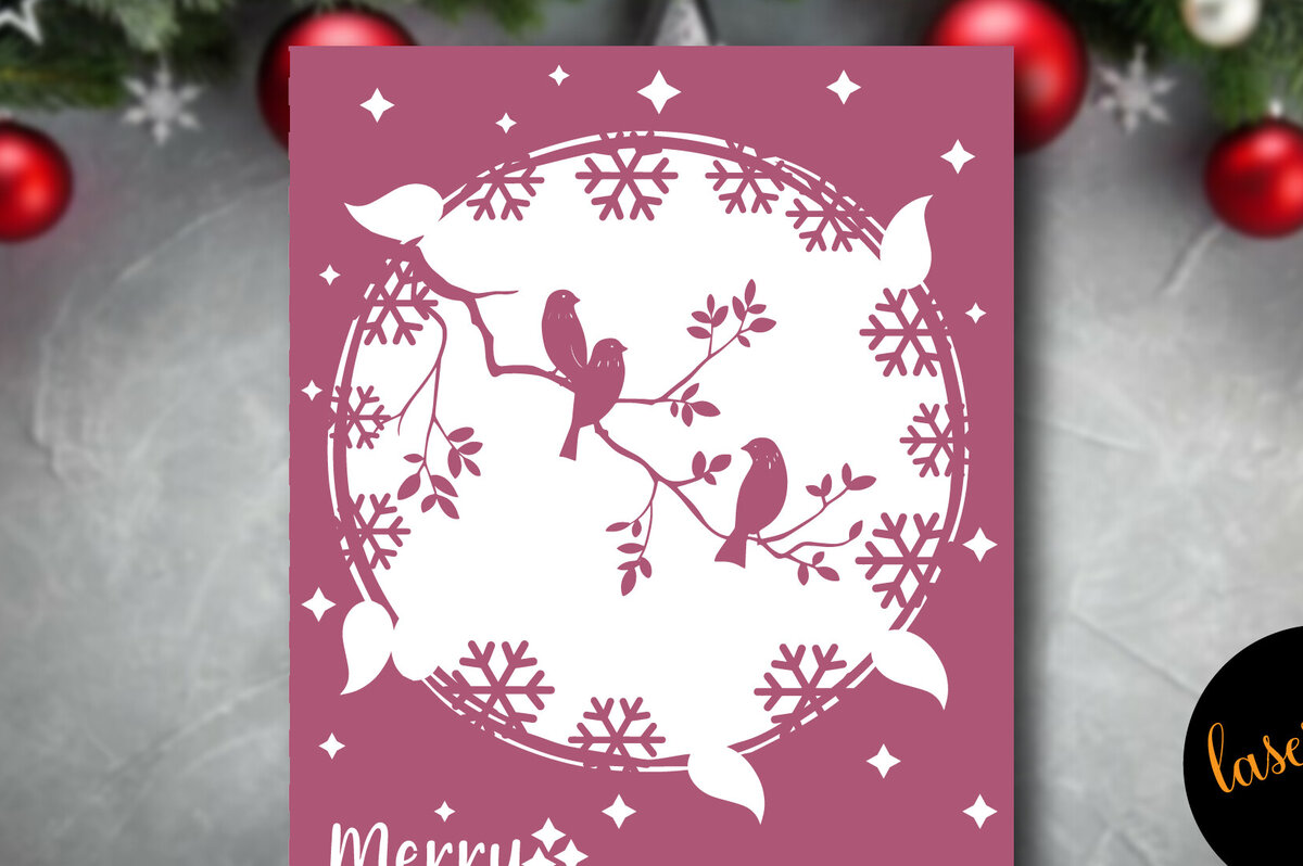 Σετ των 2 Intra απο ξύλο plywood 3mm-4mm πάχος Χριστουγεννιάτικη Χαρτοκοπτική κάρτα Δίασταση 15x15 cm INTRAFABR-85572222