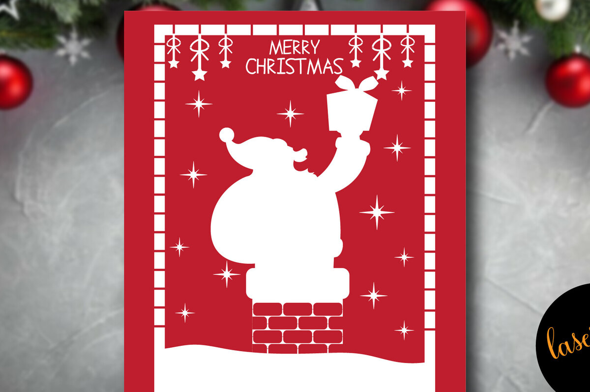 Σετ των 2 Intra απο ξύλο plywood 3mm-4mm πάχος Χριστουγεννιάτικη Χαρτοκοπτική κάρτα Δίασταση 15x15 cm INTRAFABR-85572838