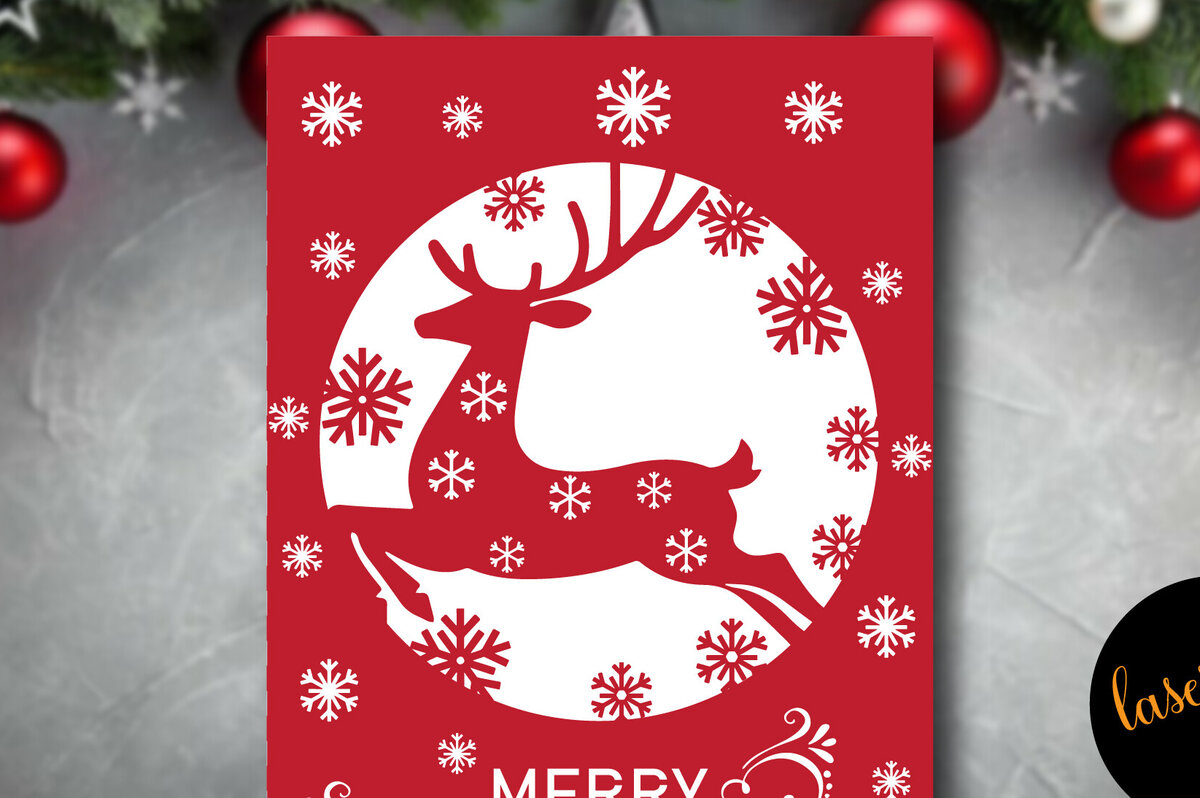 Σετ των 2 Intra απο ξύλο plywood 3mm-4mm πάχος Χριστουγεννιάτικη Χαρτοκοπτική κάρτα Δίασταση 15x15 cm INTRAFABR-85572951