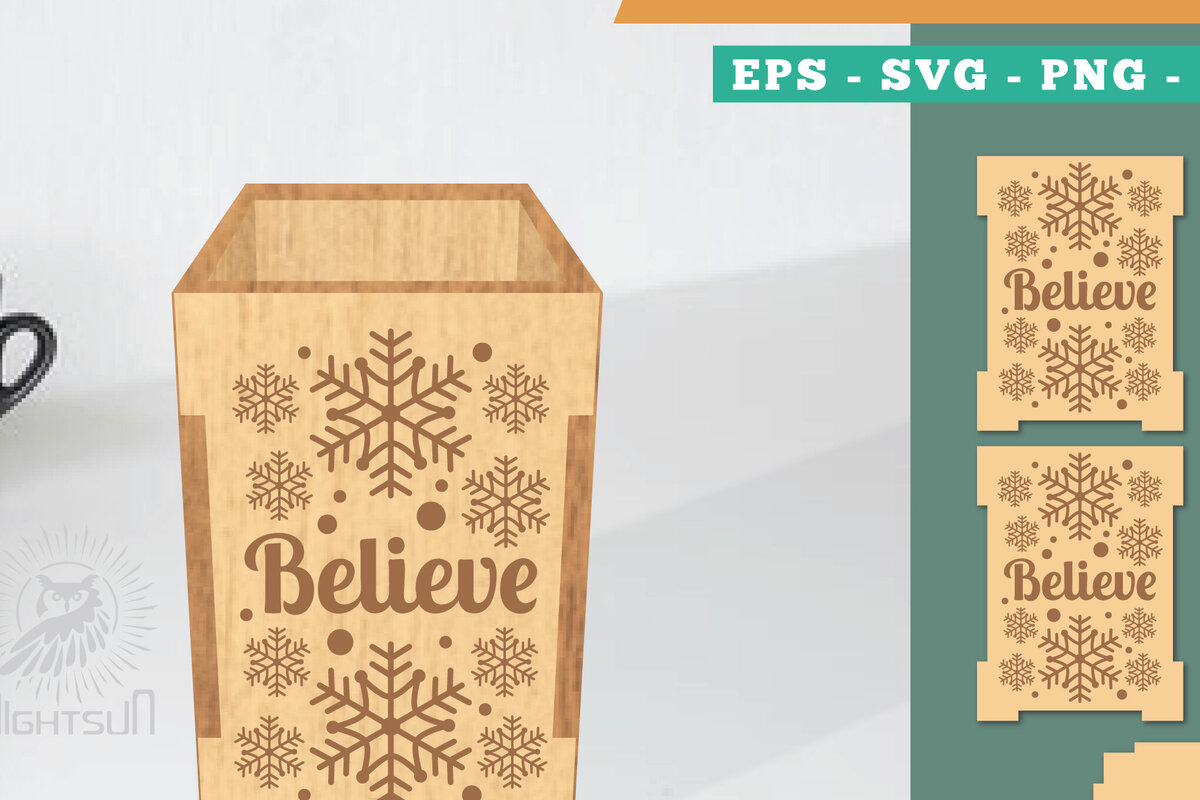 Σετ των 2 Intra απο ξύλο plywood 3mm-4mm πάχος Πρότυπο κοπής με λέιζερ χριστουγεννιάτικο κουτί μολυβιών Δίασταση 15x15 cm INTRAFABR-111486599