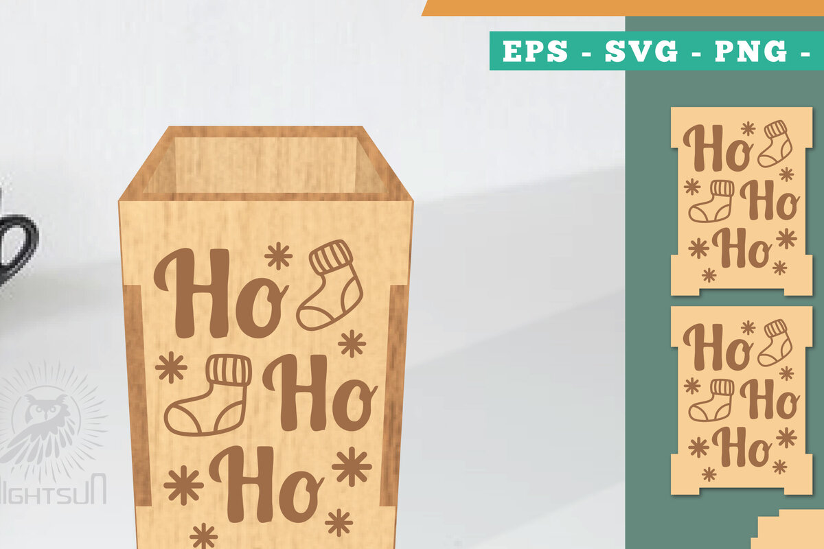 Σετ των 2 Intra απο ξύλο plywood 3mm-4mm πάχος Πρότυπο κοπής με λέιζερ χριστουγεννιάτικο κουτί μολυβιών Δίασταση 15x15 cm INTRAFABR-111486640