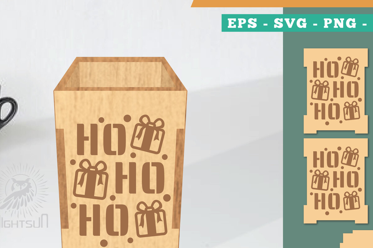 Σετ των 2 Intra απο ξύλο plywood 3mm-4mm πάχος Πρότυπο κοπής με λέιζερ χριστουγεννιάτικο κουτί μολυβιών Δίασταση 15x15 cm INTRAFABR-111486694