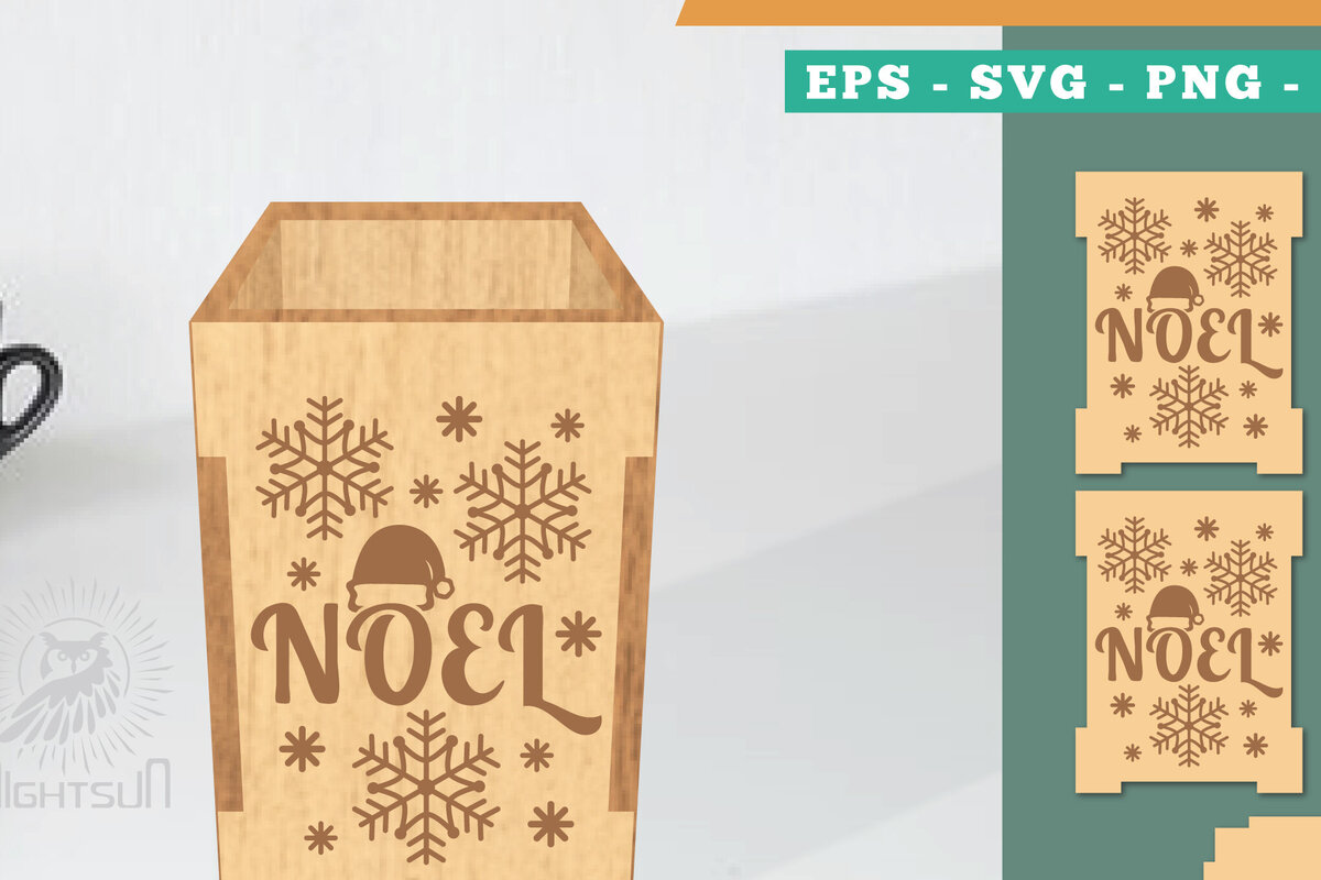 Σετ των 2 Intra απο ξύλο plywood 3mm-4mm πάχος Πρότυπο κοπής με λέιζερ χριστουγεννιάτικο κουτί μολυβιών Δίασταση 15x15 cm INTRAFABR-111486756