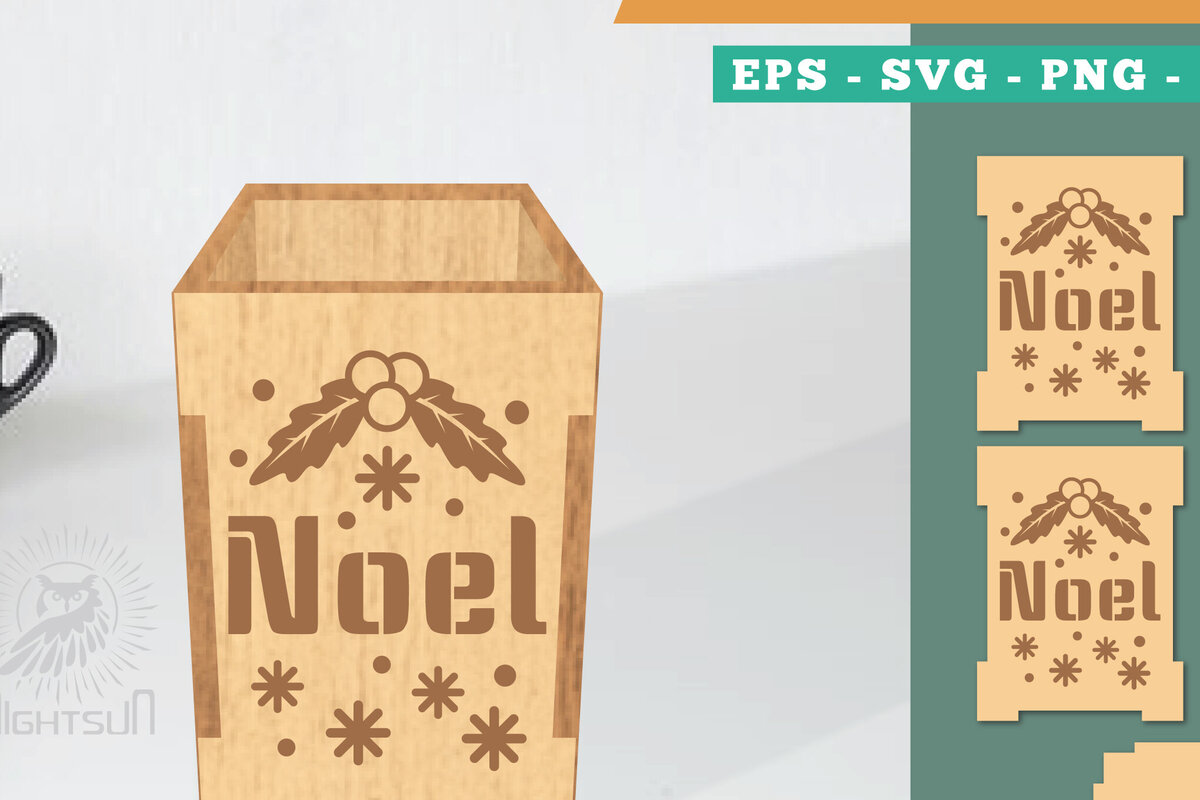 Σετ των 2 Intra απο ξύλο plywood 3mm-4mm πάχος Πρότυπο κοπής με λέιζερ χριστουγεννιάτικο κουτί μολυβιών Δίασταση 15x15 cm INTRAFABR-111488070