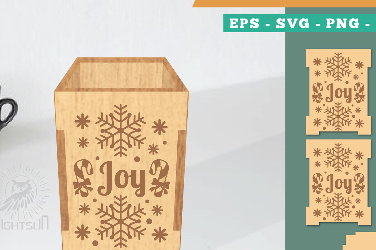 Σετ των 2 Intra απο ξύλο plywood 3mm-4mm πάχος Πρότυπο κοπής με λέιζερ χριστουγεννιάτικο κουτί μολυβιών Δίασταση 15x15 cm INTRAFABR-111488103