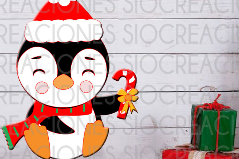 Σετ των 2 Intra απο ξύλο plywood 3mm-4mm πάχος Christmas Penguin 3D Δίασταση 15x15 cm INTRAFABR-85081806