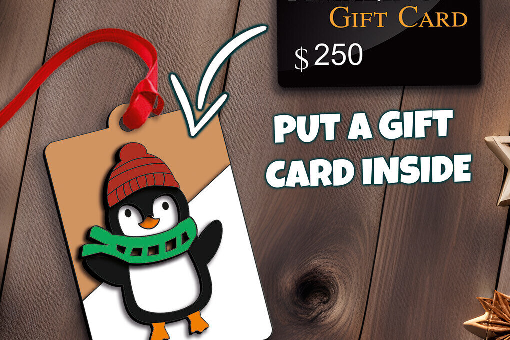 Σετ των 2 Intra απο ξύλο plywood 3mm-4mm πάχος Θήκη χρημάτων για δωροκάρτες Χριστουγεννιάτικων πιγκουίνων Δίασταση 15x15 cm INTRAFABR-108662838