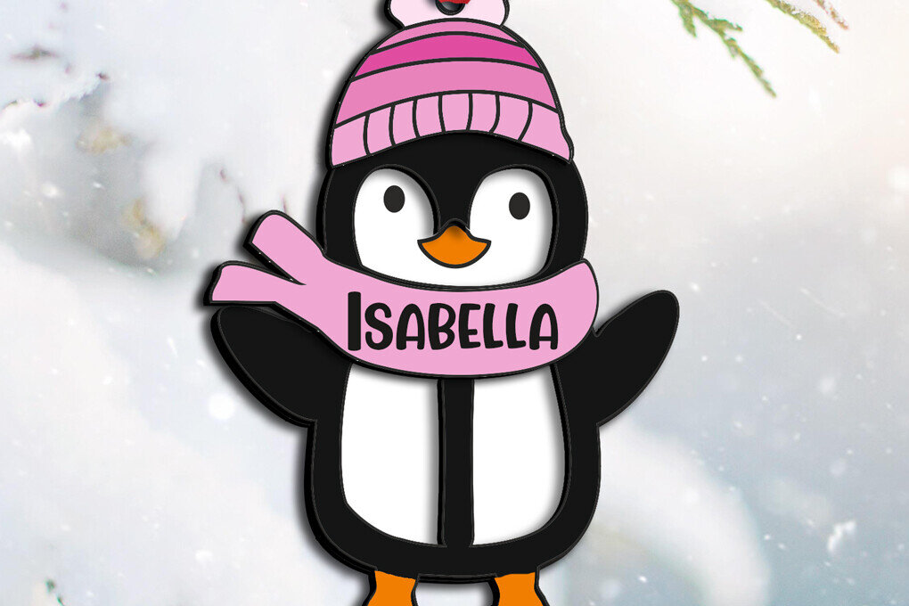 Σετ των 3 Intra απο ξύλο plywood 3mm-4mm πάχος Χριστουγεννιάτικο γράμμα πιγκουίνου I Holiday Δίασταση 8x8 cm INTRAFABR-109528883