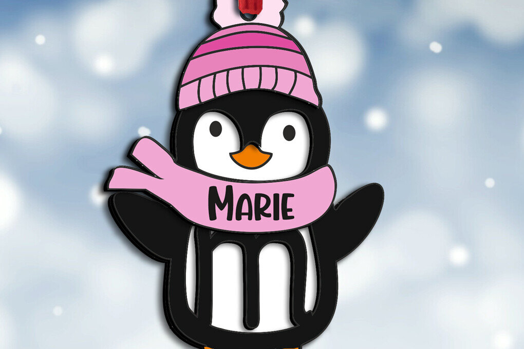 Σετ των 3 Intra απο ξύλο plywood 3mm-4mm πάχος Χριστουγεννιάτικο γράμμα πιγκουίνου M Holiday Δίασταση 8x8 cm INTRAFABR-109529001