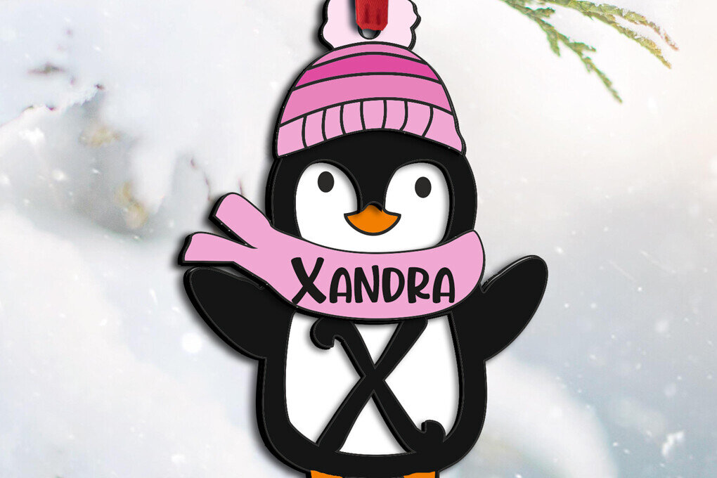 Σετ των 3 Intra απο ξύλο plywood 3mm-4mm πάχος Χριστουγεννιάτικο δώρο Penguin Letter X Δίασταση 8x8 cm INTRAFABR-109613367