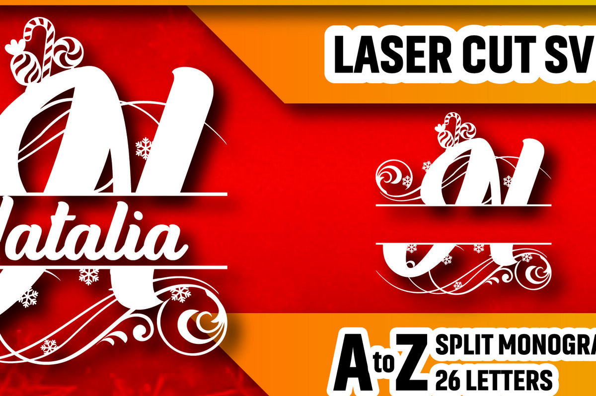 Σετ των 2 Intra απο ξύλο plywood 3mm-4mm πάχος Χριστουγεννιάτικο Προσωποποιημένο Σπλιτ Μονόγραμμα Δίασταση 15x15 cm INTRAFABR-105386039