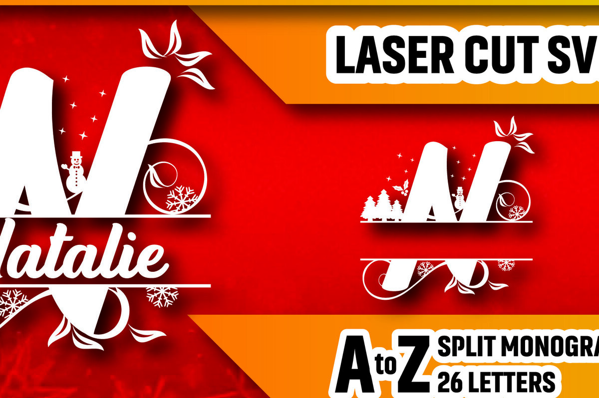 Σετ των 2 Intra απο ξύλο plywood 3mm-4mm πάχος Χριστουγεννιάτικο Προσωποποιημένο Σπλιτ Μονόγραμμα Δίασταση 15x15 cm INTRAFABR-105385964