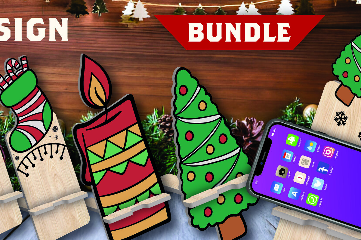 Σετ των 2 Intra απο ξύλο plywood 3mm-4mm πάχος Δέσμη κοπής με λέιζερ χριστουγεννιάτικη βάση τηλεφώνου Δίασταση 15x15 cm INTRAFABR-108601722