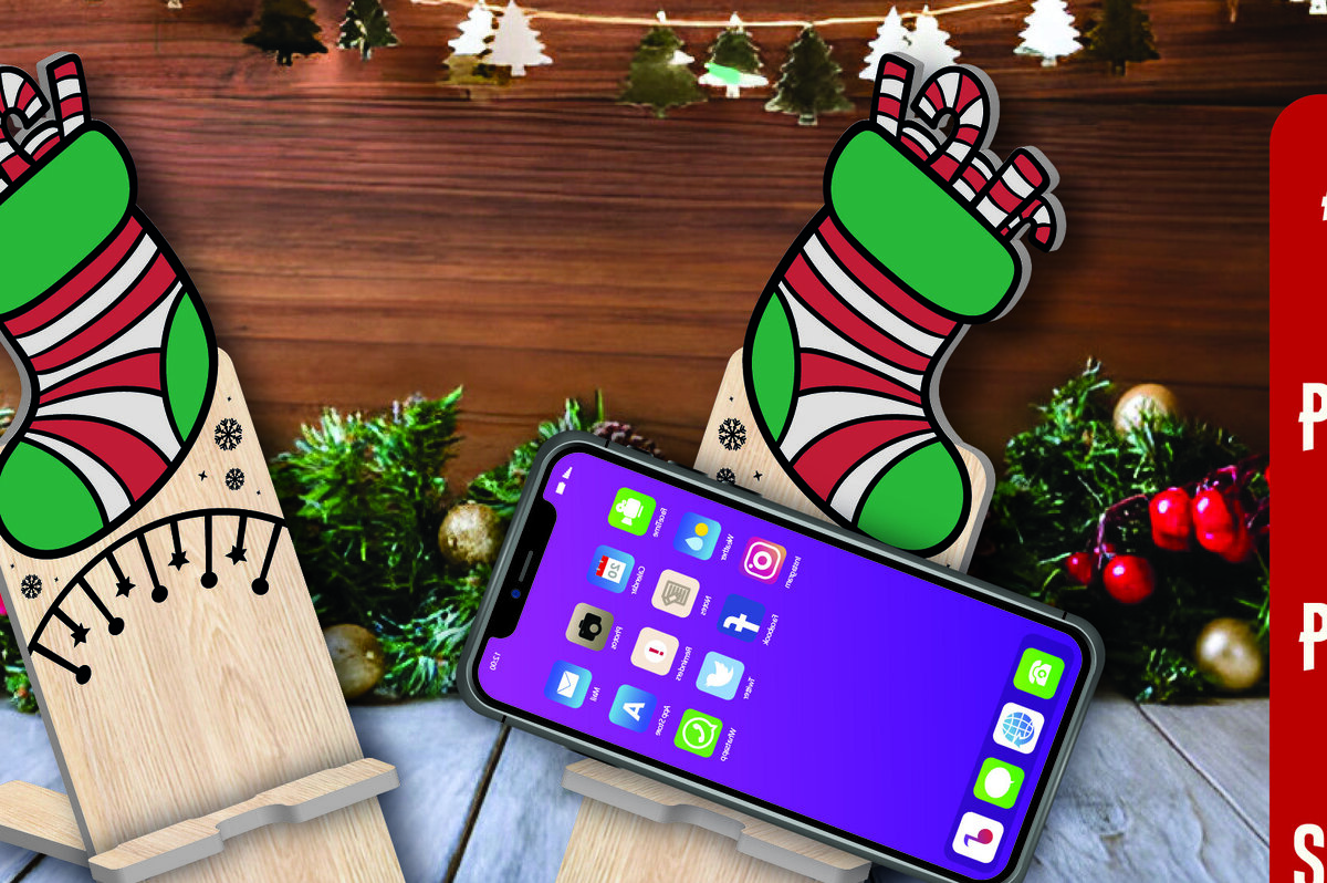 Σετ των 2 Intra απο ξύλο plywood 3mm-4mm πάχος Χριστουγεννιάτικη βάση τηλεφώνου Δίασταση 15x15 cm INTRAFABR-108601546