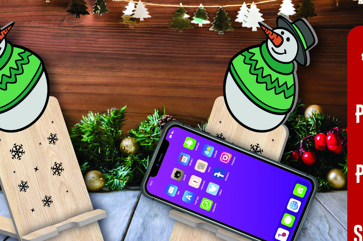 Σετ των 2 Intra απο ξύλο plywood 3mm-4mm πάχος Χριστουγεννιάτικη βάση τηλεφώνου Δίασταση 15x15 cm INTRAFABR-108601513