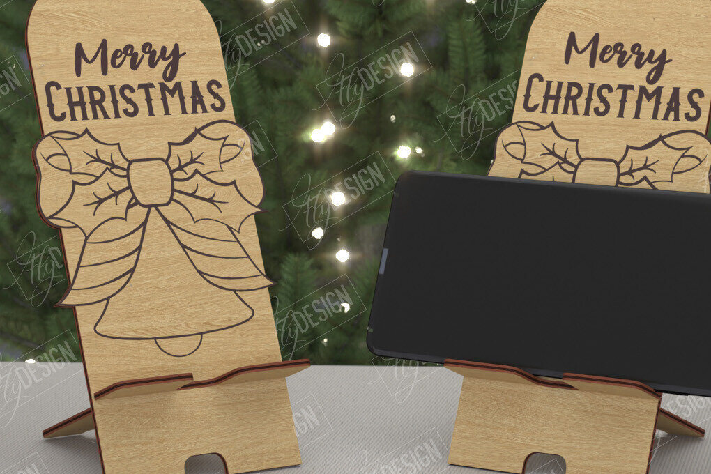 Intra απο ξύλο plywood 3mm-4mm πάχος Χριστουγεννιάτικο Τηλεφωνικό Σταντ | Θήκη τηλεφώνου Δίασταση 15x15 cm INTRAFABR-108583323