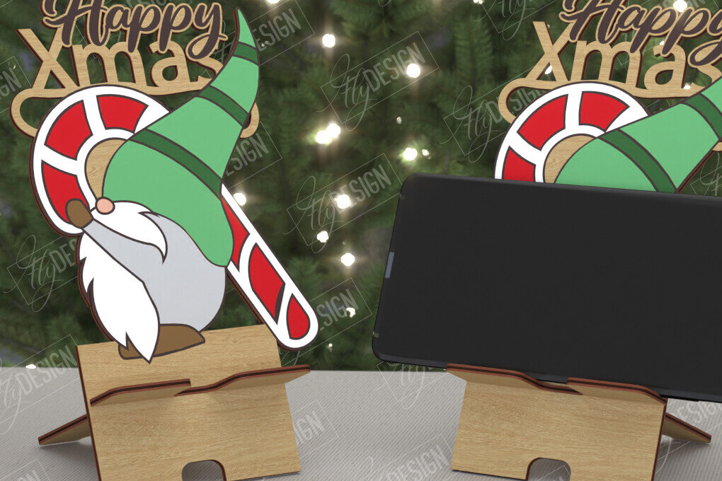 Σετ των 2 Intra απο ξύλο plywood 3mm-4mm πάχος Χριστουγεννιάτικο Τηλεφωνικό Σταντ | Θήκη τηλεφώνου Δίασταση 15x15 cm INTRAFABR-108524139