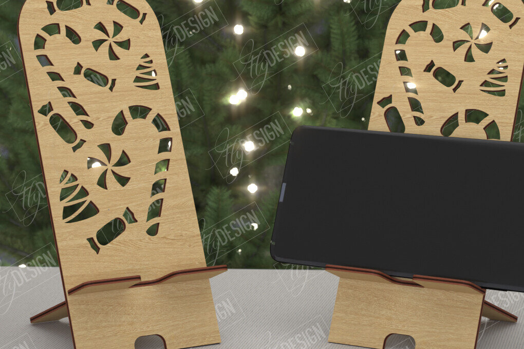 Σετ των 2 Intra απο ξύλο plywood 3mm-4mm πάχος Χριστουγεννιάτικο Τηλεφωνικό Σταντ | Θήκη τηλεφώνου Δίασταση 15x15 cm INTRAFABR-108524154