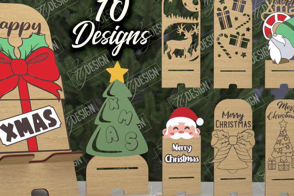 Σετ των 2 Intra απο ξύλο plywood 3mm-4mm πάχος χριστουγεννιάτικων στάσεων τηλεφώνου |Ιδέα δώρου Δίασταση 15x15 cm INTRAFABR-108583596