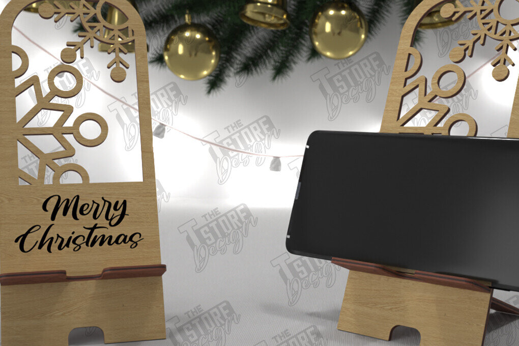 Intra απο ξύλο plywood 3mm-4mm πάχος Χριστουγεννιάτικη Επιτραπέζια Τηλεφωνική Βάση | Ιδέα δώρου Δίασταση 15x15 cm INTRAFABR-107824309