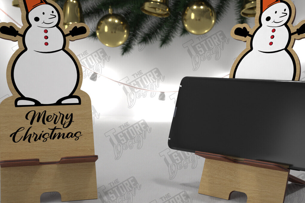 Σετ των 2 Intra απο ξύλο plywood 3mm-4mm πάχος Χριστουγεννιάτικη Επιτραπέζια Τηλεφωνική Βάση | Ιδέα δώρου Δίασταση 15x15 cm INTRAFABR-107824319