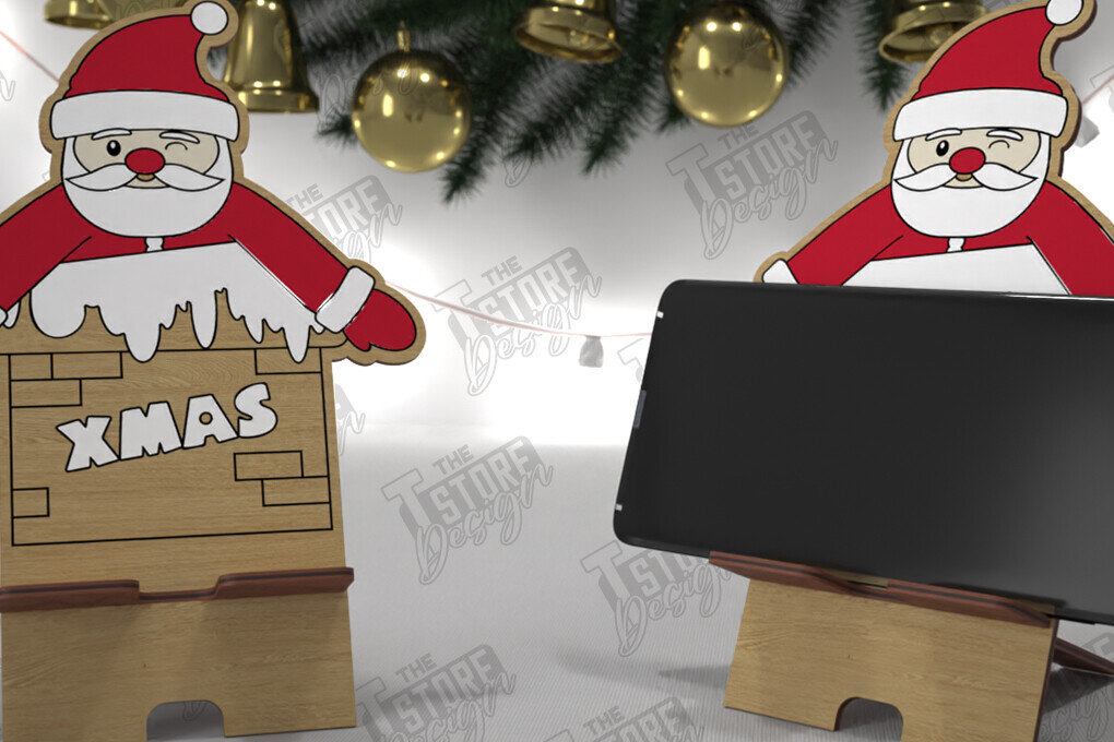 Σετ των 2 Intra απο ξύλο plywood 3mm-4mm πάχος Χριστουγεννιάτικη Επιτραπέζια Τηλεφωνική Βάση | Ιδέα δώρου Δίασταση 15x15 cm INTRAFABR-107824328