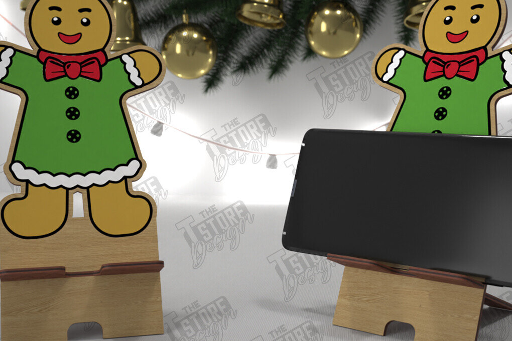 Σετ των 2 Intra απο ξύλο plywood 3mm-4mm πάχος Χριστουγεννιάτικη Επιτραπέζια Τηλεφωνική Βάση | Ιδέα δώρου Δίασταση 15x15 cm INTRAFABR-107824336