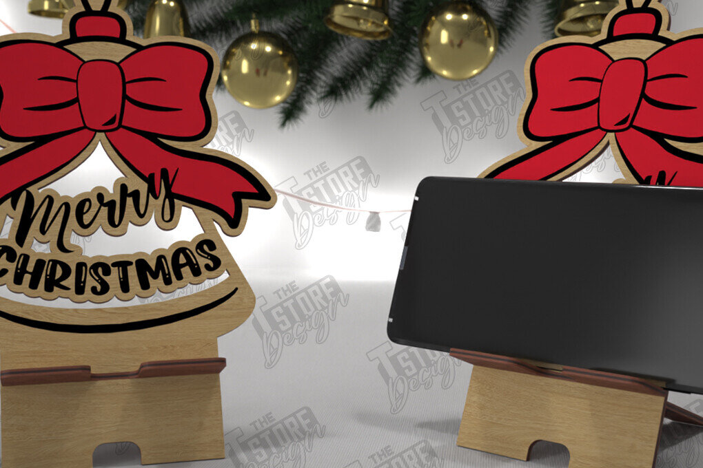 Σετ των 2 Intra απο ξύλο plywood 3mm-4mm πάχος Χριστουγεννιάτικη Επιτραπέζια Τηλεφωνική Βάση | Ιδέα δώρου Δίασταση 15x15 cm INTRAFABR-107824350