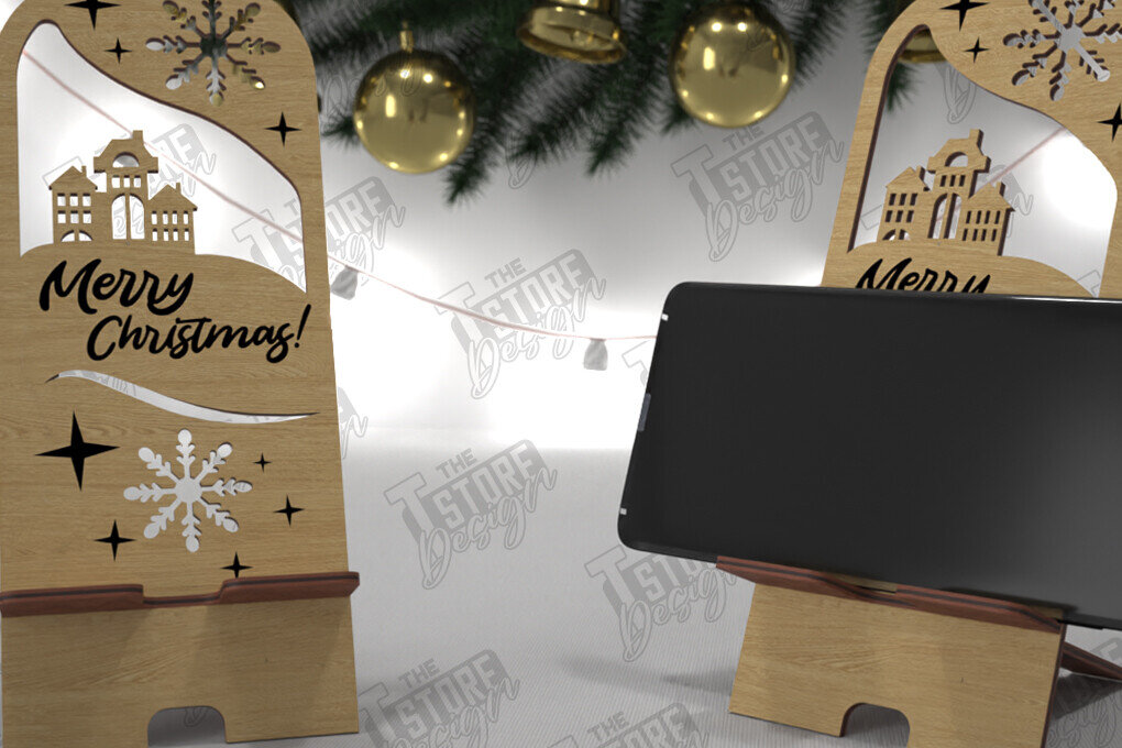 Σετ των 3 Intra απο ξύλο plywood 3mm-4mm πάχος Χριστουγεννιάτικη Επιτραπέζια Τηλεφωνική Βάση | Ιδέα δώρου Δίασταση 15x15 cm INTRAFABR-107824305