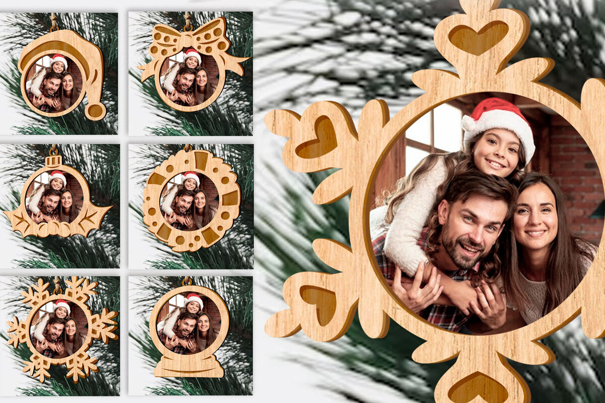 Intra απο ξύλο plywood 3mm-4mm πάχος Χριστουγεννιάτικη κορνίζα στολίδι Δίασταση 20x30 cm INTRAFABR-82009634