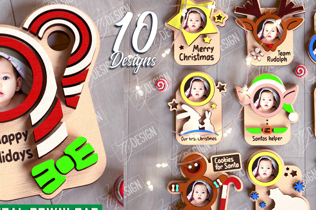 Σετ των 2 Intra απο ξύλο plywood 3mm-4mm πάχος Χριστουγεννιάτικο Photo Magnet |Ιδέα δώρου Δίασταση 15x15 cm INTRAFABR-108898368