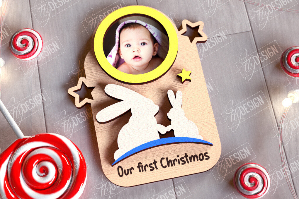 Σετ των 3 Intra απο ξύλο plywood 3mm-4mm πάχος Χριστουγεννιάτικο Photo Magnet | Ιδέα δώρου | CNC Δίασταση 15x15 cm INTRAFABR-108898198