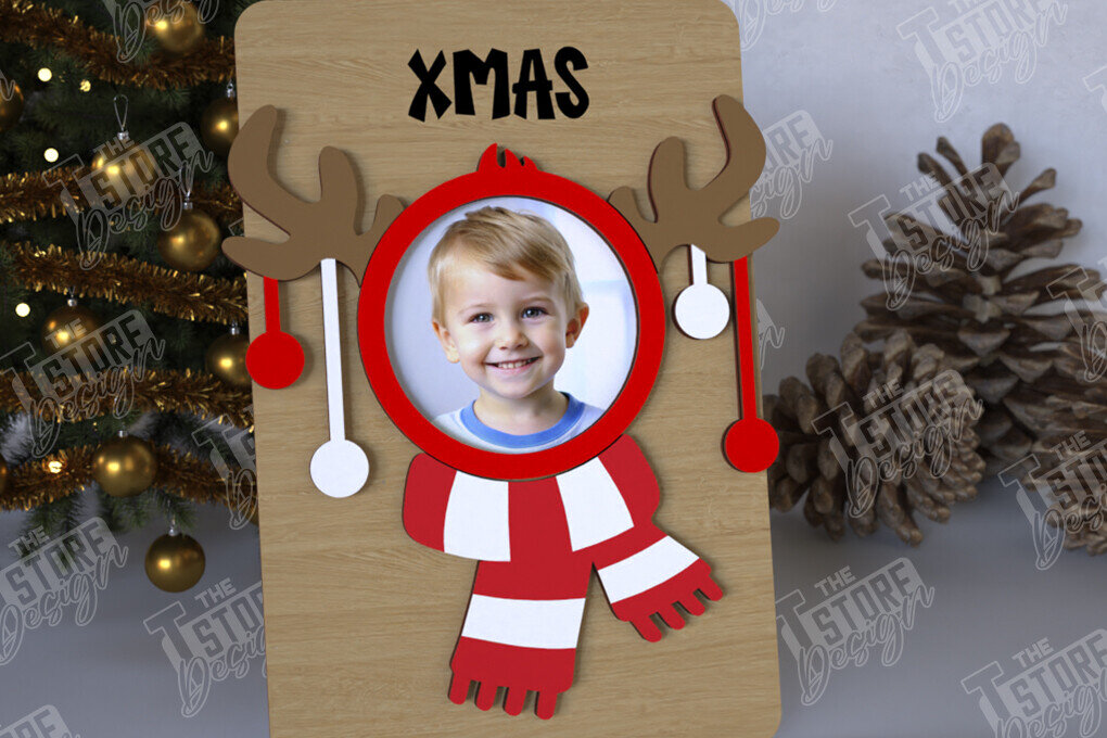 Σετ των 2 Intra απο ξύλο plywood 3mm-4mm πάχος Χριστουγεννιάτικο Photo Magnet | Ιδέα δώρου | CNC Δίασταση 15x15 cm INTRAFABR-108316474