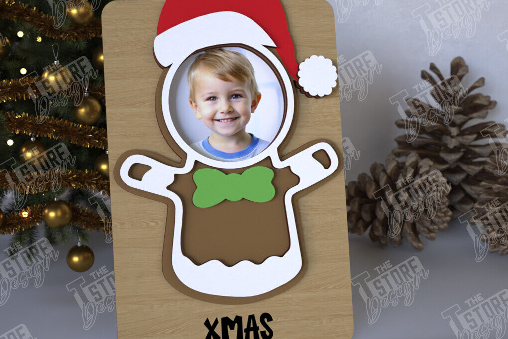 Σετ των 2 Intra απο ξύλο plywood 3mm-4mm πάχος Χριστουγεννιάτικο Photo Magnet | Ιδέα δώρου | CNC Δίασταση 15x15 cm INTRAFABR-108316832