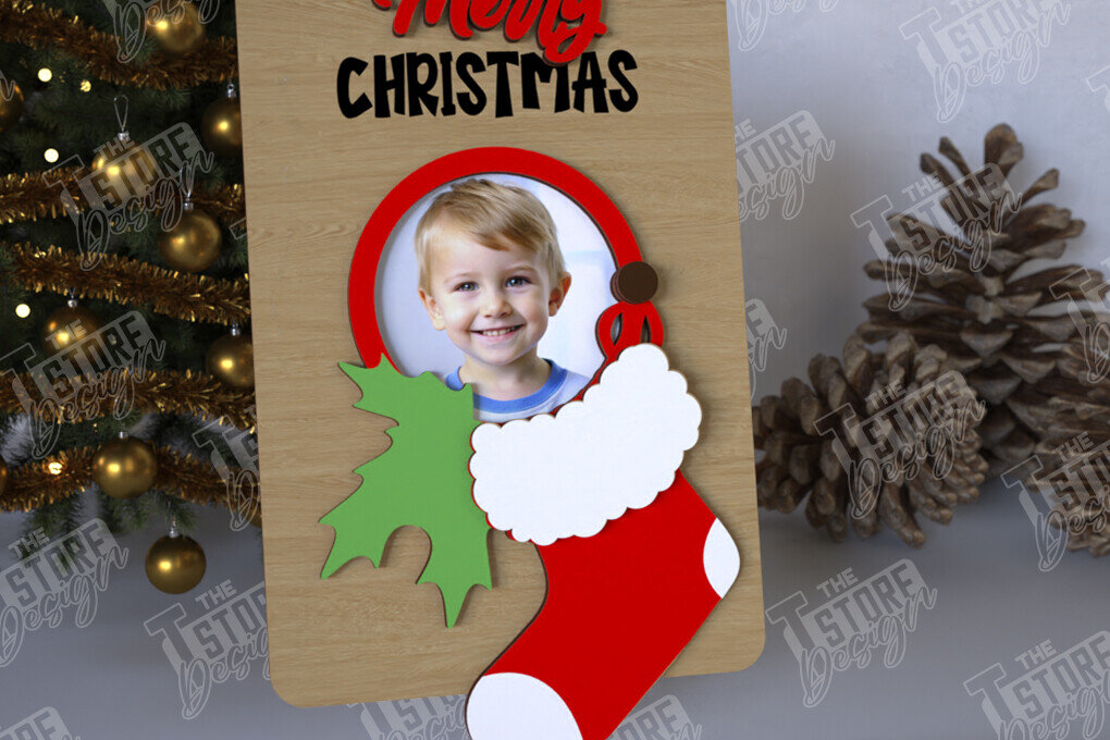 Σετ των 2 Intra απο ξύλο plywood 3mm-4mm πάχος Χριστουγεννιάτικο Photo Magnet | Ιδέα δώρου | CNC Δίασταση 15x15 cm INTRAFABR-108316840