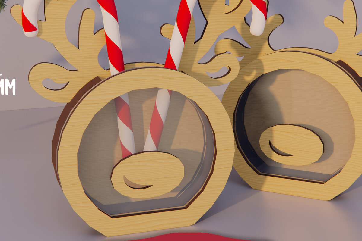 Σετ των 2 Intra απο ξύλο plywood 3mm-4mm πάχος Χριστουγεννιάτικος Κουμπαράς . Κουτί χρημάτων Δίασταση 15x15 cm INTRAFABR-80231662