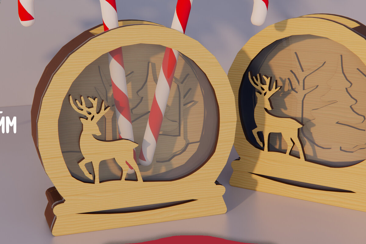 Σετ των 2 Intra απο ξύλο plywood 3mm-4mm πάχος Χριστουγεννιάτικος Κουμπαράς . Κουτί χρημάτων Δίασταση 15x15 cm INTRAFABR-80231679