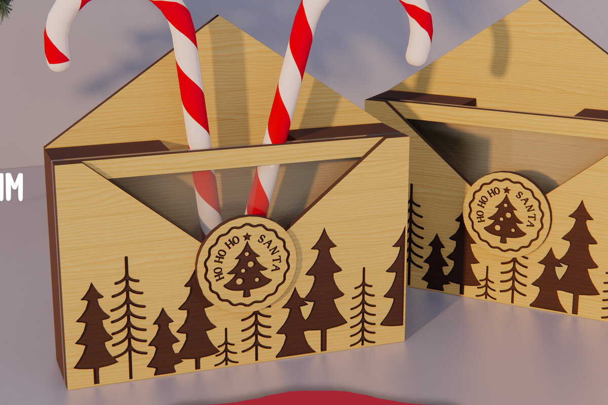 Σετ των 2 Intra απο ξύλο plywood 3mm-4mm πάχος Χριστουγεννιάτικος Κουμπαράς . Κουτί χρημάτων Δίασταση 15x15 cm INTRAFABR-80231985