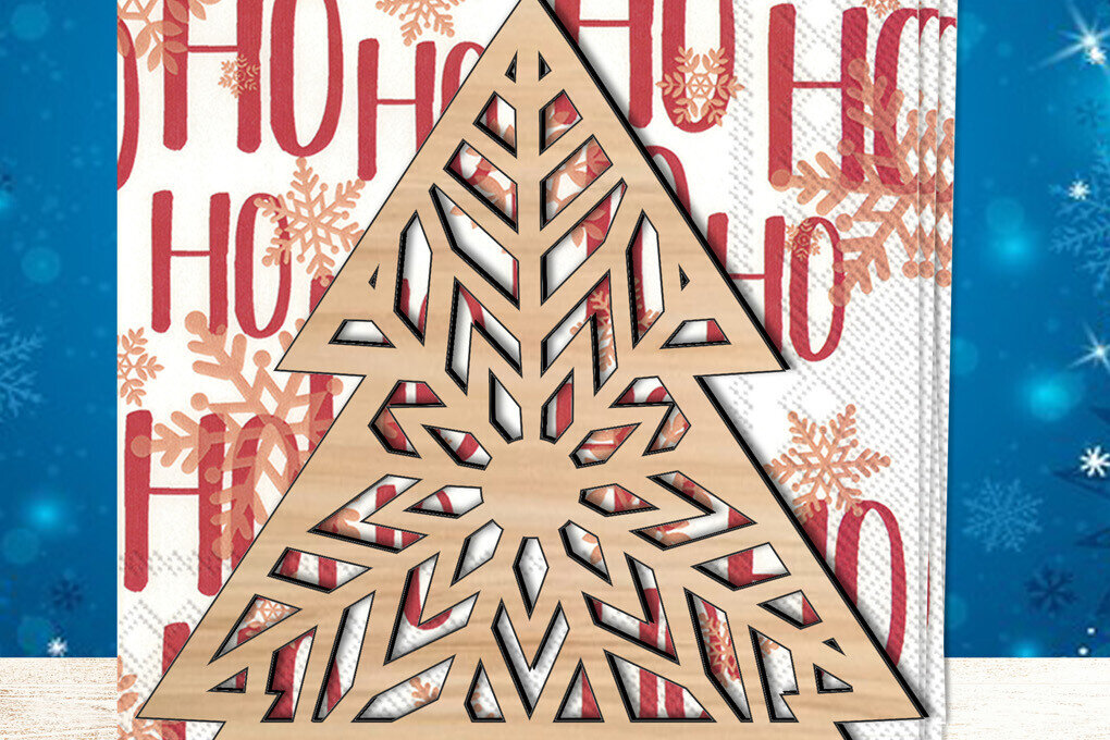 Σετ των 2 Intra απο ξύλο plywood 3mm-4mm πάχος Χριστουγεννιάτικο Pinetree Holiday χαρτοπετσέτας Δίασταση 15x15 cm INTRAFABR-109360791