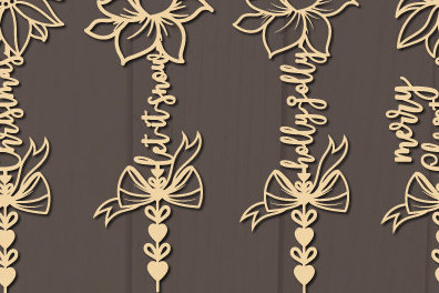 Σετ των 3 Intra απο ξύλο plywood 3mm-4mm πάχος Christmas Poinsettia Quote Stick 1168 Δίασταση 8x8 cm INTRAFABR-109833488