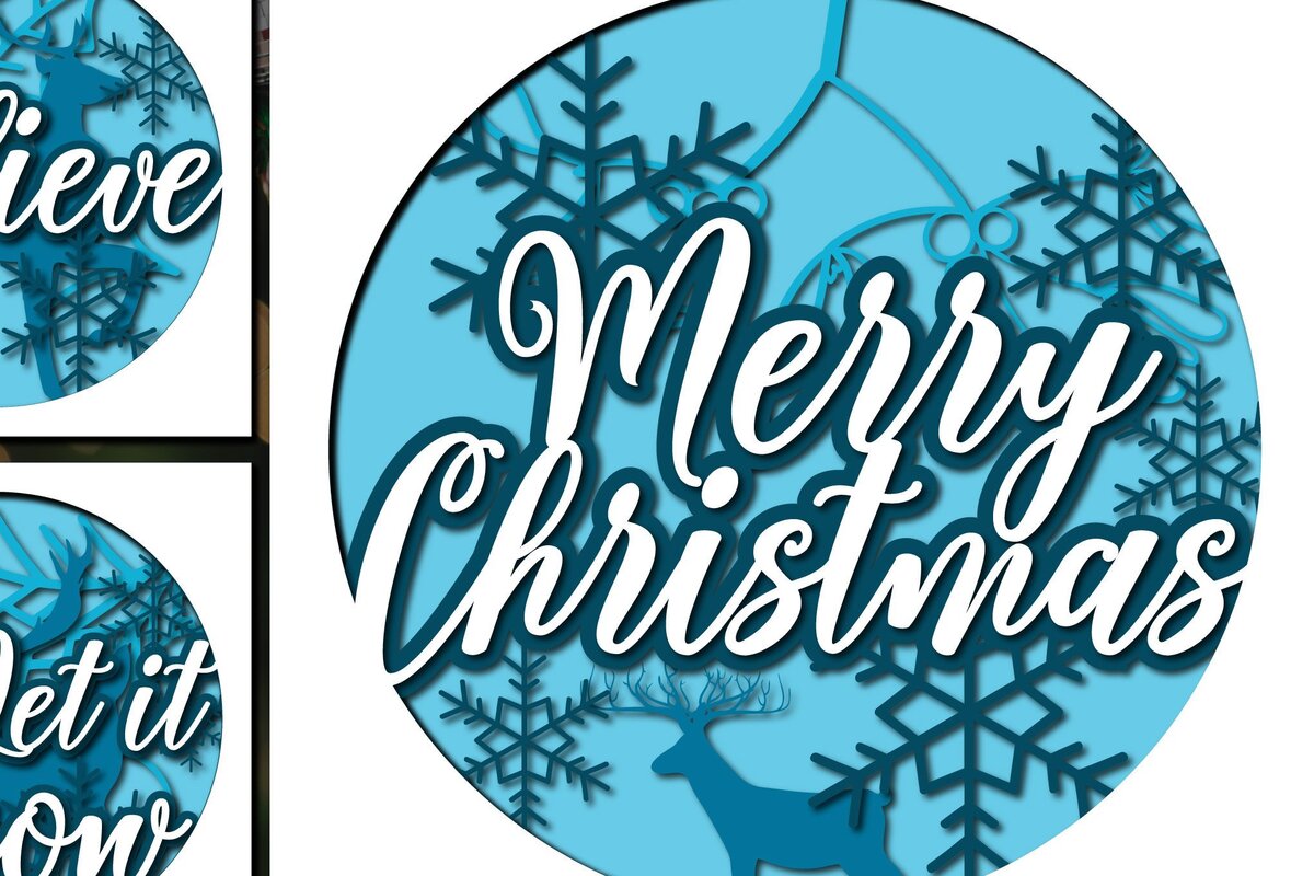 Σετ των 2 Intra απο ξύλο plywood 3mm-4mm πάχος χριστουγεννιάτικου Poinsettia Shadow Box Δίασταση 25x25 cm INTRAFABR-36158745