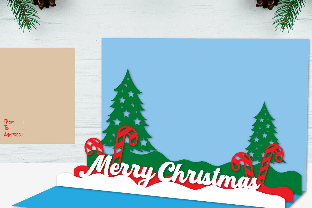 Σετ των 3 Intra απο ξύλο plywood 3mm-4mm πάχος Χριστουγεννιάτικη αναδυόμενη κάρτα Δίασταση 4x6 cm INTRAFABR-110089922