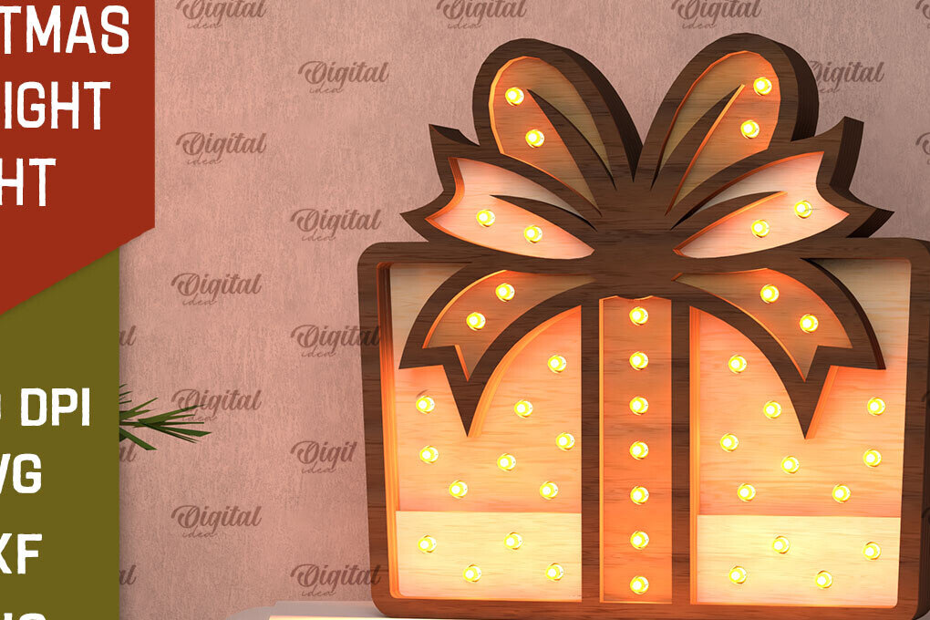 Σετ των 2 Intra απο ξύλο plywood 3mm-4mm πάχος Χριστουγεννιάτικο δώρο Led Nightlight  Δίασταση 15x15 cm INTRAFABR-107832413