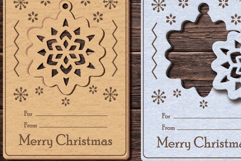 Σετ των 2 Intra απο ξύλο plywood 3mm-4mm πάχος Χριστουγεννιάτικη κάρτα παζλ// Δίασταση 18x18 cm INTRAFABR-36056120