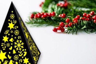 Σετ των 2 Intra απο ξύλο plywood 3mm-4mm πάχος Χριστουγεννιάτικο κουτί πυραμίδας Δίασταση 15x15 cm INTRAFABR-37435447