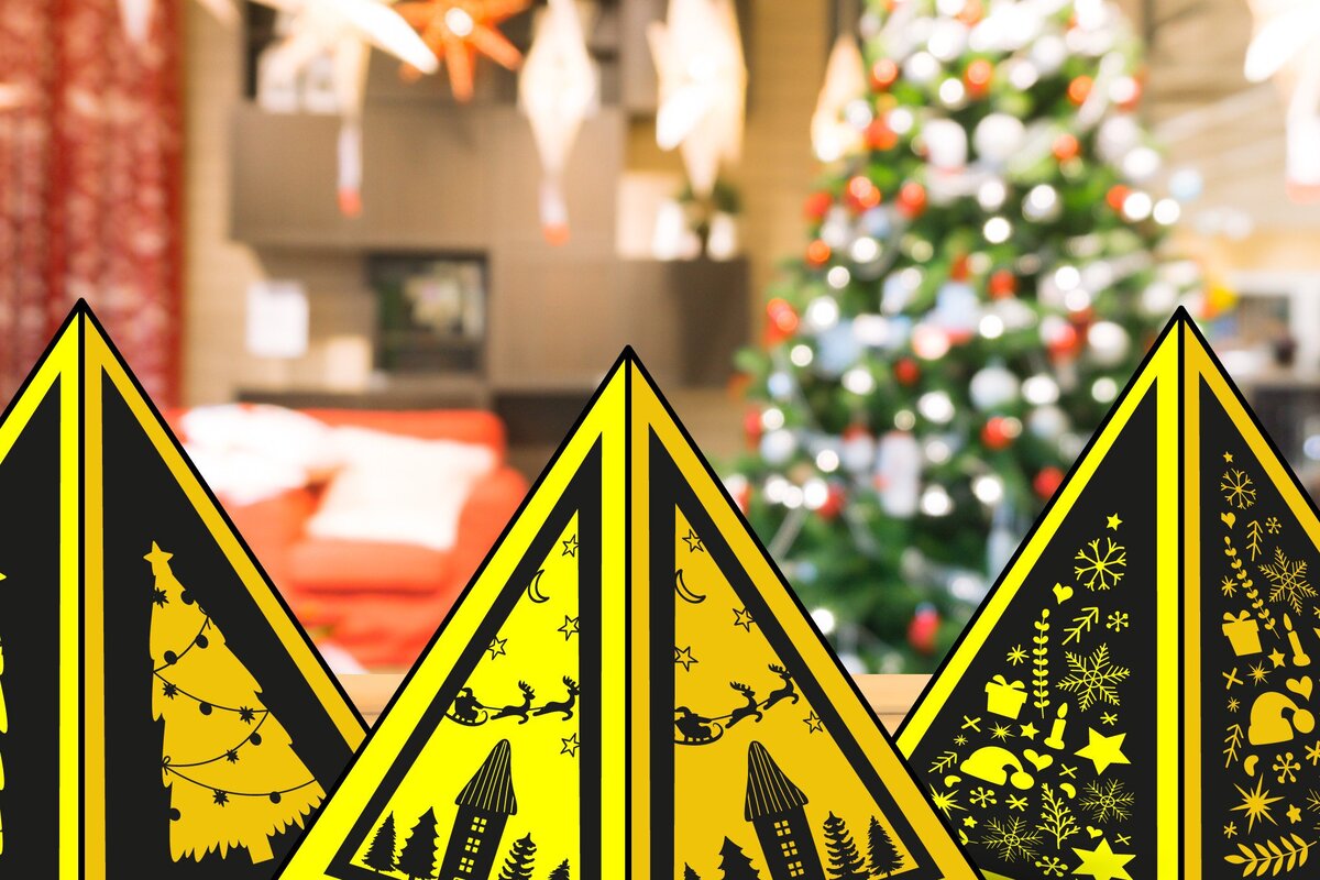 Σετ των 2 Intra απο ξύλο plywood 3mm-4mm πάχος Χριστουγεννιάτικο κουτί PyramCut  Δίασταση 15x15 cm INTRAFABR-42368788