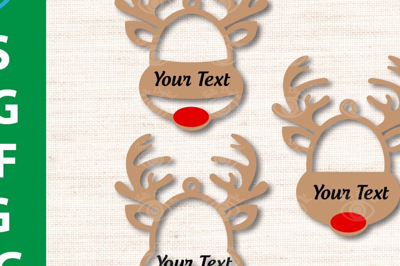 Σετ των 3 Intra απο ξύλο plywood 3mm-4mm πάχος Χριστουγεννιάτικο μπιχλιμπίδι με τάρανδο Δίασταση 3x3 cm INTRAFABR-38562661